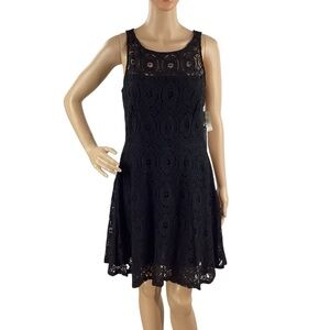 BB Dakota Renley Black Lace Fit and Flare Dress Sleeveless Size 8